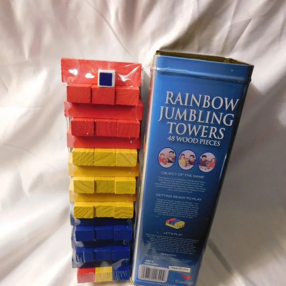 Cardinal Rainbow Jumbling Towers 48 Wood Pieces Game